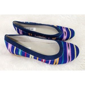 Vintage Bonjour Boho Hippie Festival Canvas Flats size 38 (7.5)